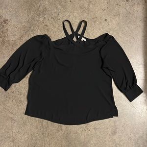 Black Off-the-Shoulder Halter Blouse from LOFT, Size XL